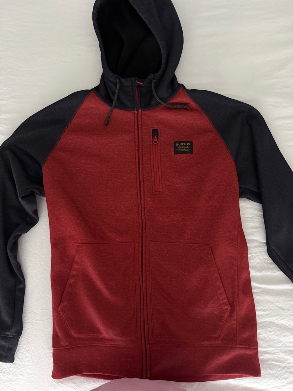 Burton Orange/Red and Navy Full-Zip Fleece Lined Hoodie